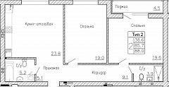 2-комнатная квартира №7, 88 кв. м, на ул Генерала Круковского, 4, первый этаж
